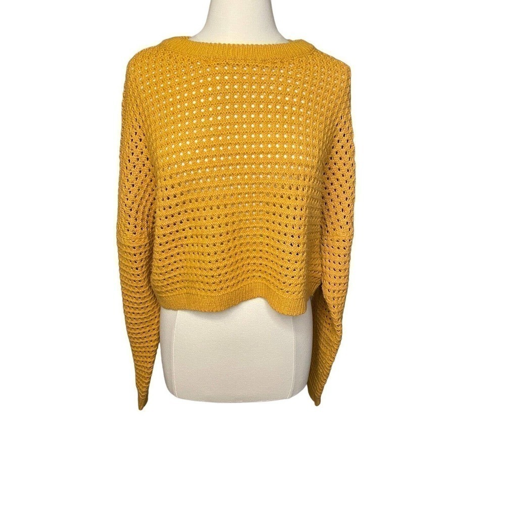 SEEK The Label Cropped Chunky Knit Sweater Gold Oversize XS